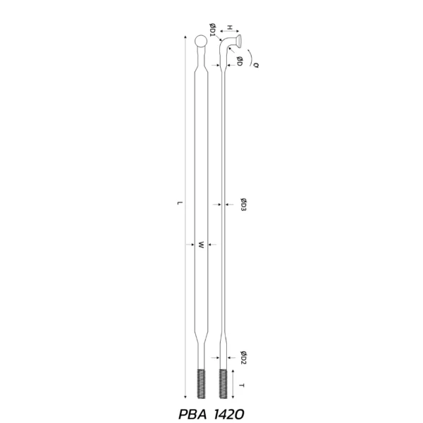 Pillar Butted Aero J-Bend Spoke (Black)