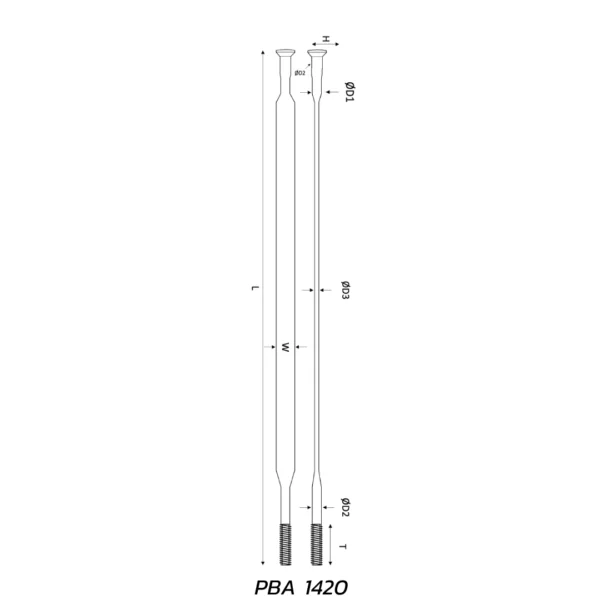 Pillar Butted Aero Straight Pull Spoke (Black)